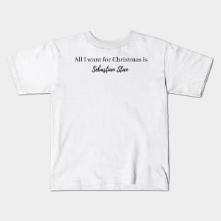 all i want for christmas is sebastian stan Kids T-Shirt